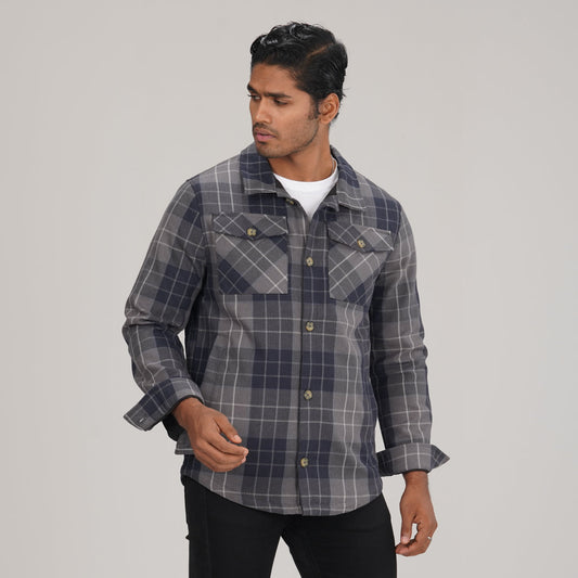 Mens Grey Check Shacket