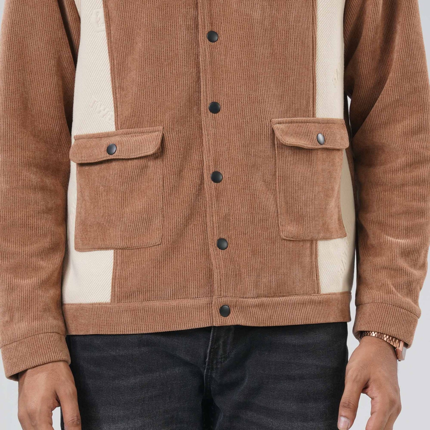 Mens Brown Cream Shacket