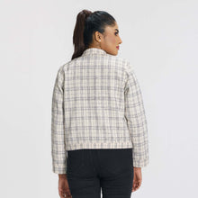 Load image into Gallery viewer, Women’s White &amp; black Checked Shacket
