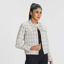 Load image into Gallery viewer, Women’s White &amp; black Checked Shacket
