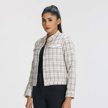 Load image into Gallery viewer, Women’s White &amp; black Checked Shacket
