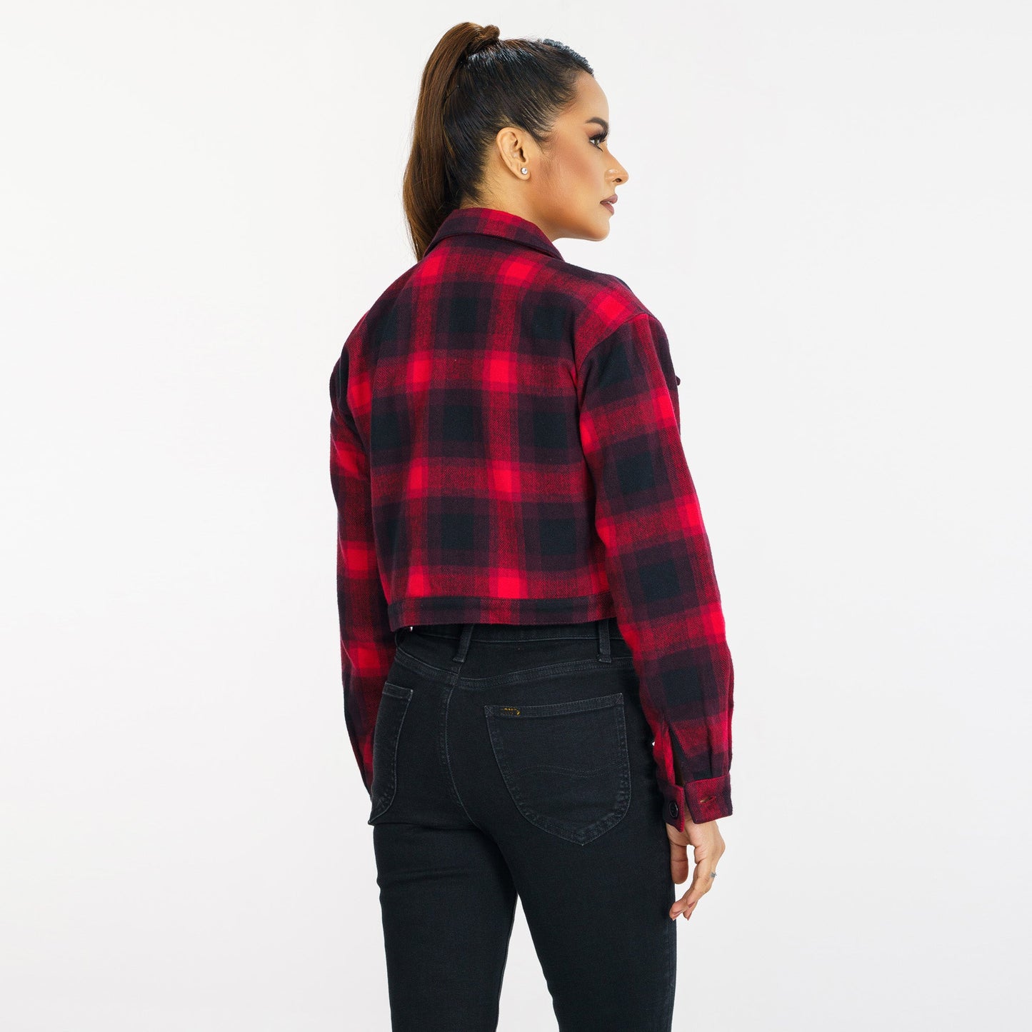 Womens Red Check Shacket