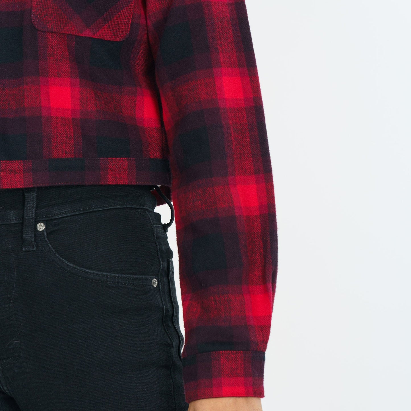 Womens Red Check Shacket