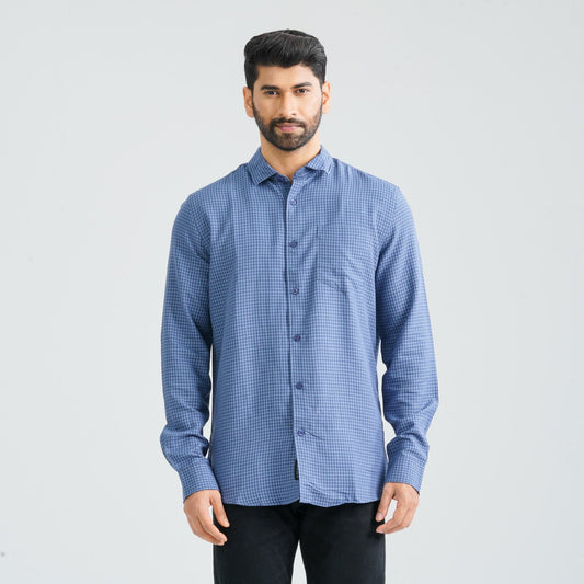 Men’s Navy Check Casual Shirt