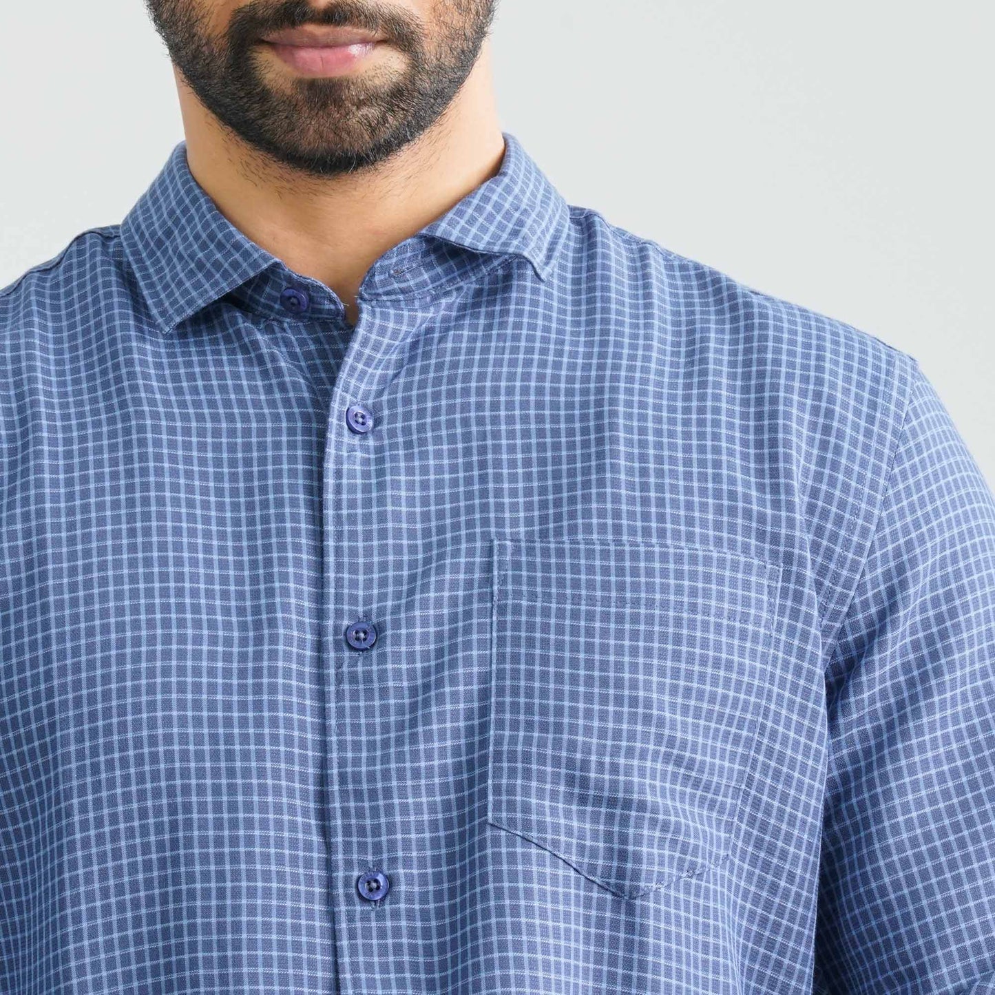 Men’s Navy Check Casual Shirt