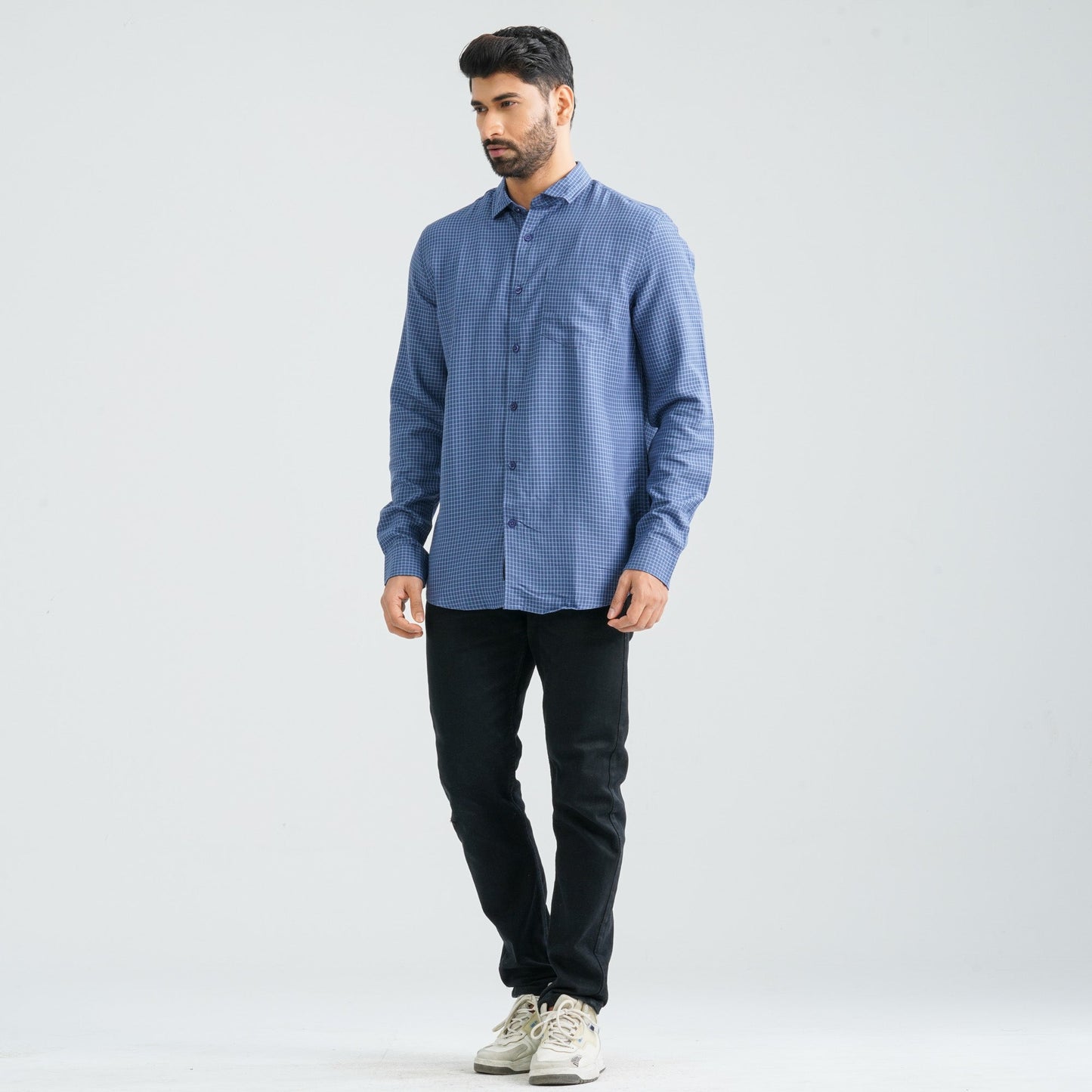 Men’s Navy Check Casual Shirt