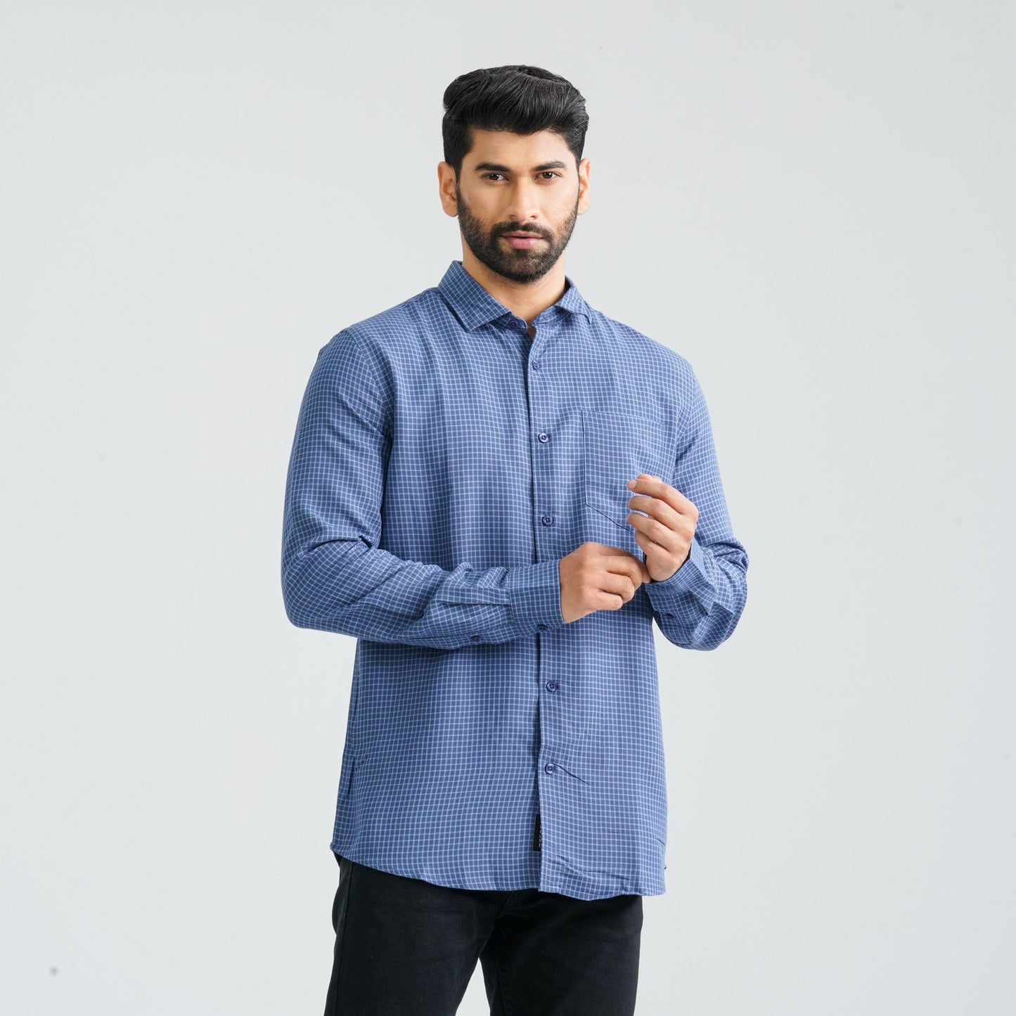 Men’s Navy Check Casual Shirt