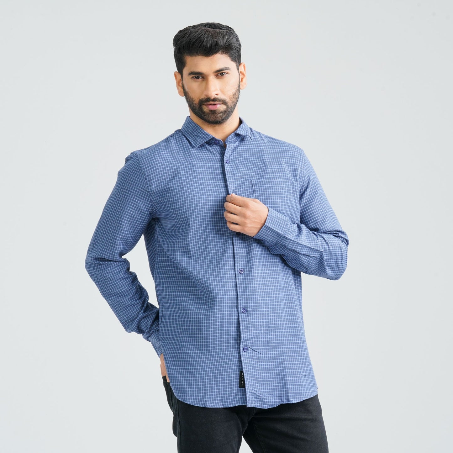 Men’s Navy Check Casual Shirt