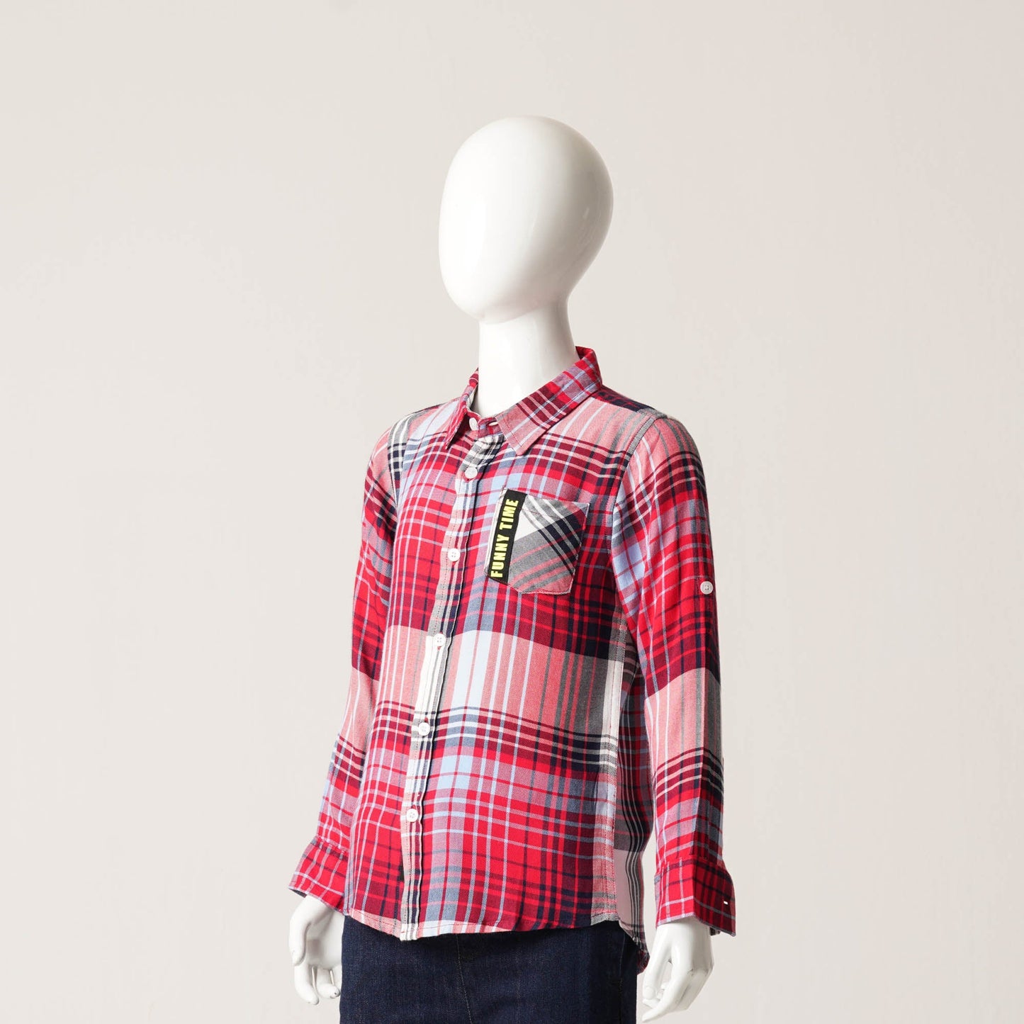 Boys Navy & Red L/S Shirt