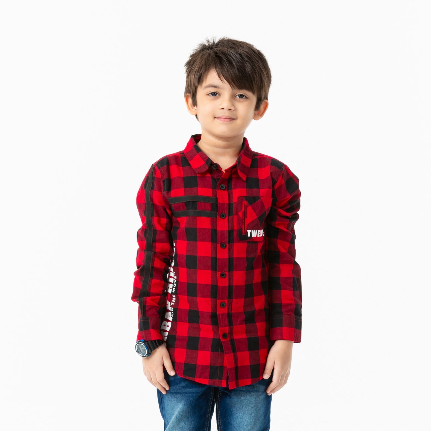 Boys Red & Black Check Shirt