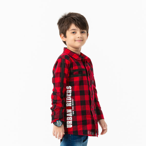 Boys Red & Black Check Shirt