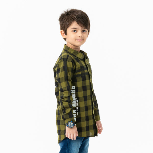 Boys Black & Olive check Shirt