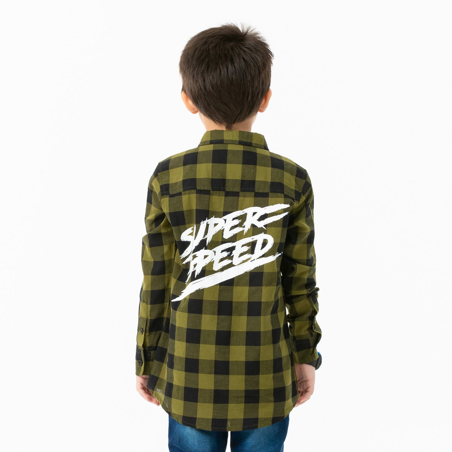 Boys Black & Olive check Shirt