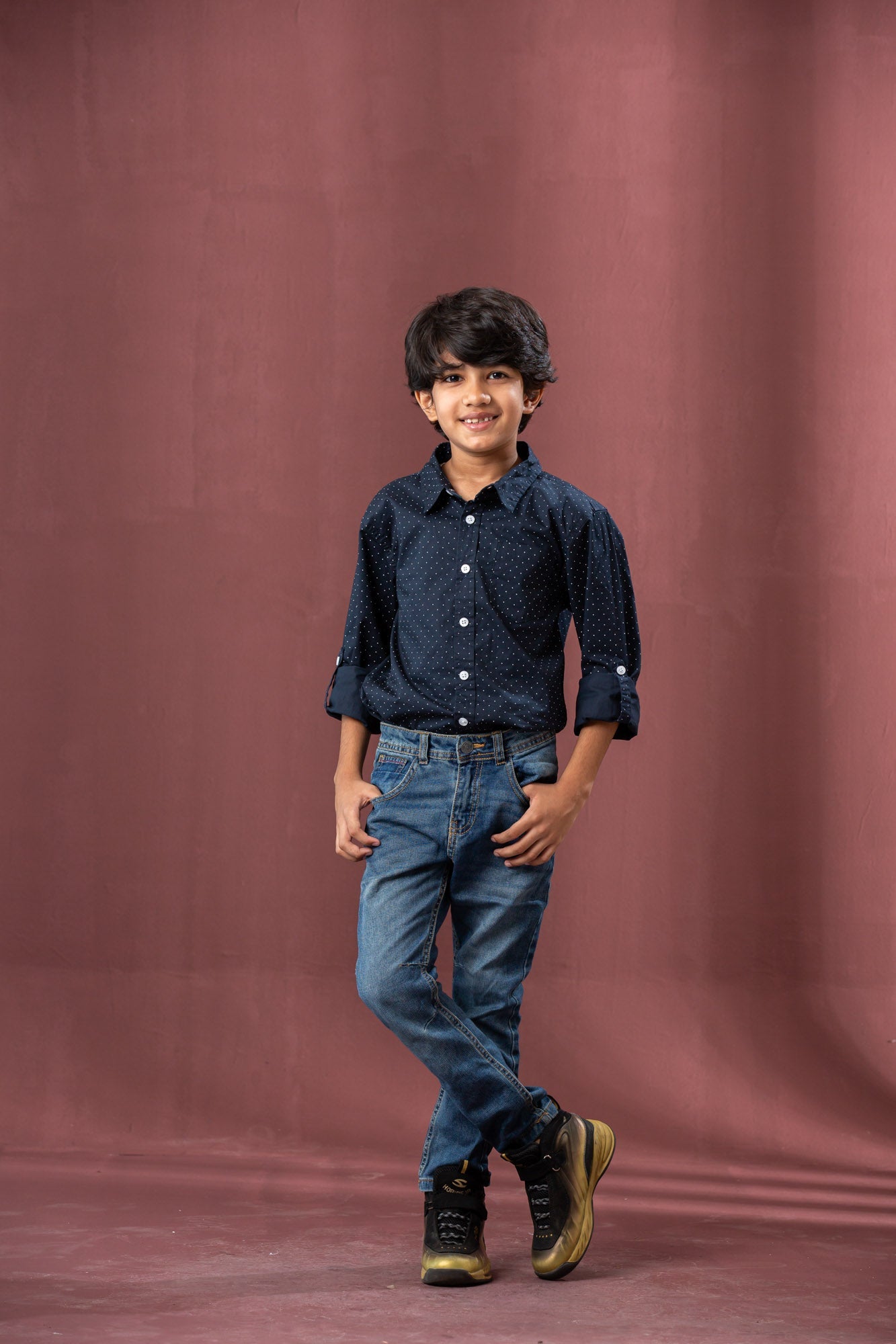 BOYS L/S SHIRT-NAVY