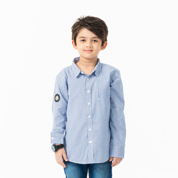 Boys White & Blue Shirt