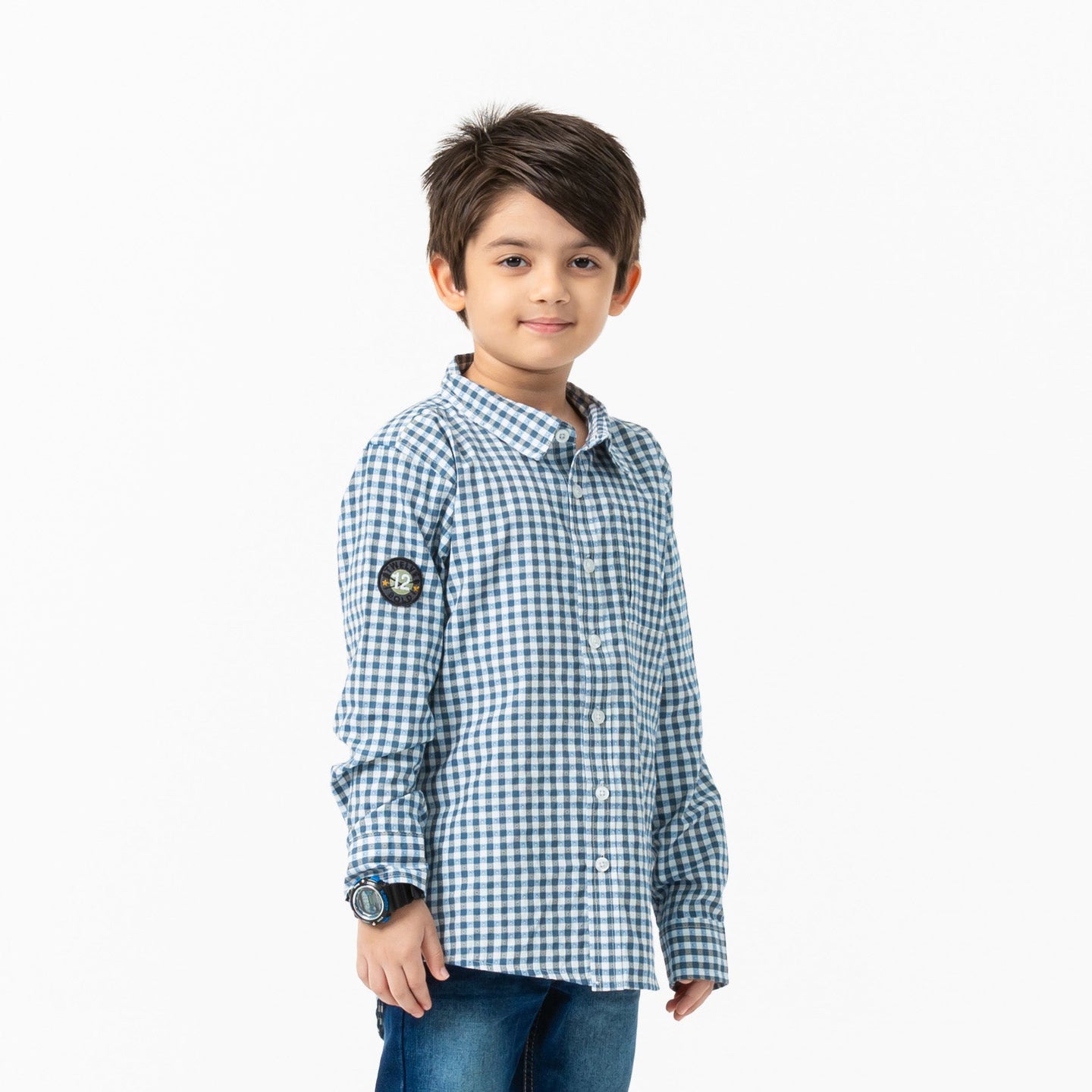 Boys Olive & white Shirt