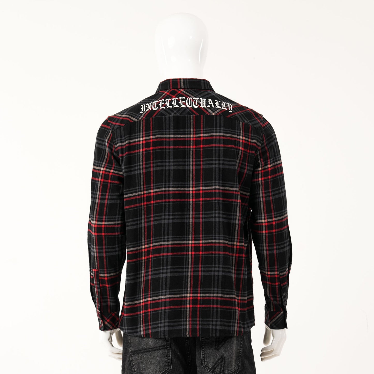 Mens Navy Blue Red Check Shirt