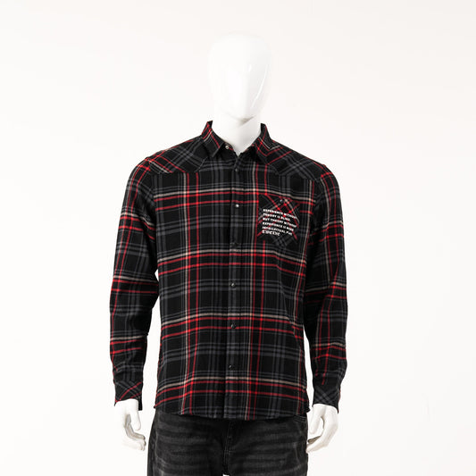 Mens Navy Blue Red Check Shirt