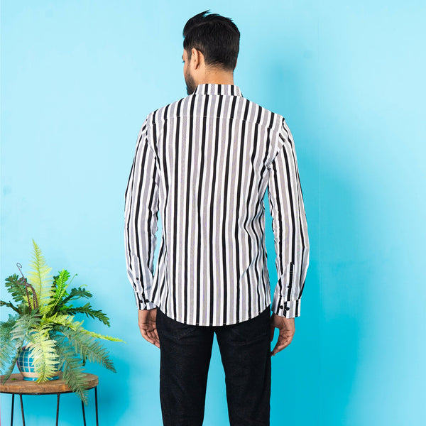 Mens Casual Shirt- Black/White