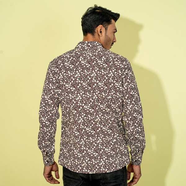 Men's Dark-Brown Floral Shirt