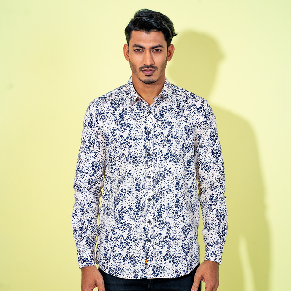 Men's Black-Peach Floral Shirt