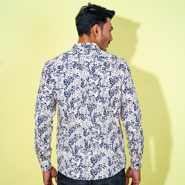 Men's Black-Peach Floral Shirt