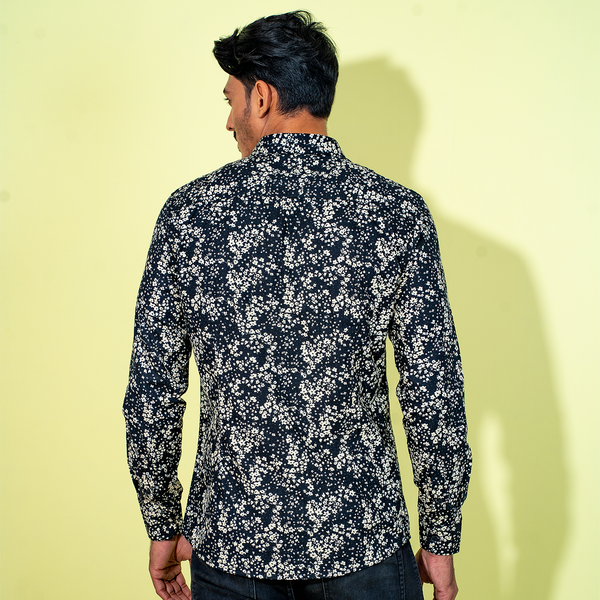 Men's Black-White Floral Shirt