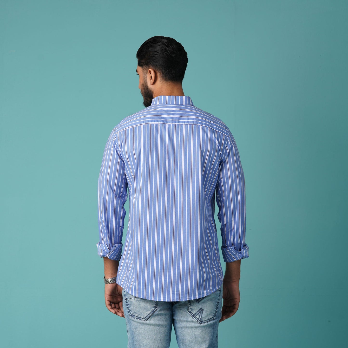 Mens L/S Blue & White Shirt