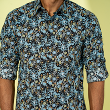 Load image into Gallery viewer, Men&#39;s Black-Navy Floral Shirt
