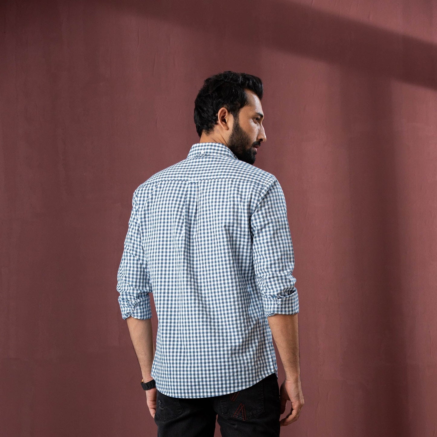 Mens L/S Shirt-Olive/White
