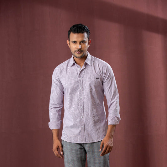 Mens L/S Shirt-Red/White