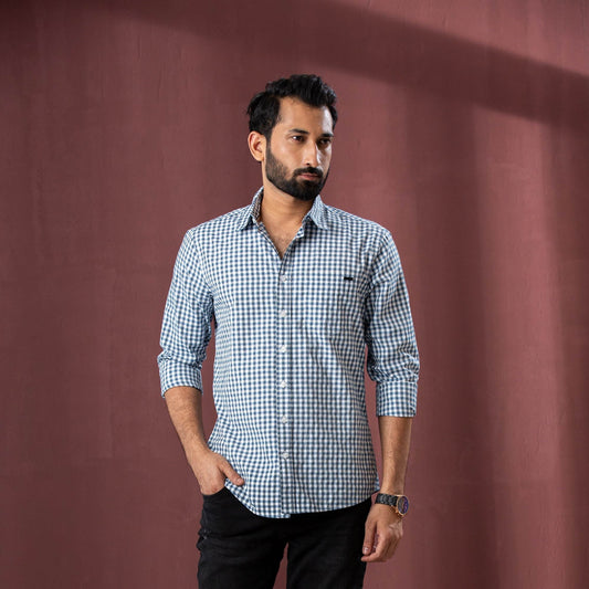 Mens L/S Shirt-Olive/White