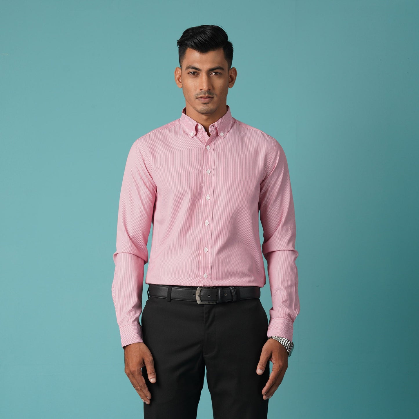 Mens L/S Shirt-Red Stripe