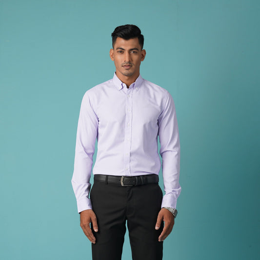 Mens L/S Shirt-Purple Stripe