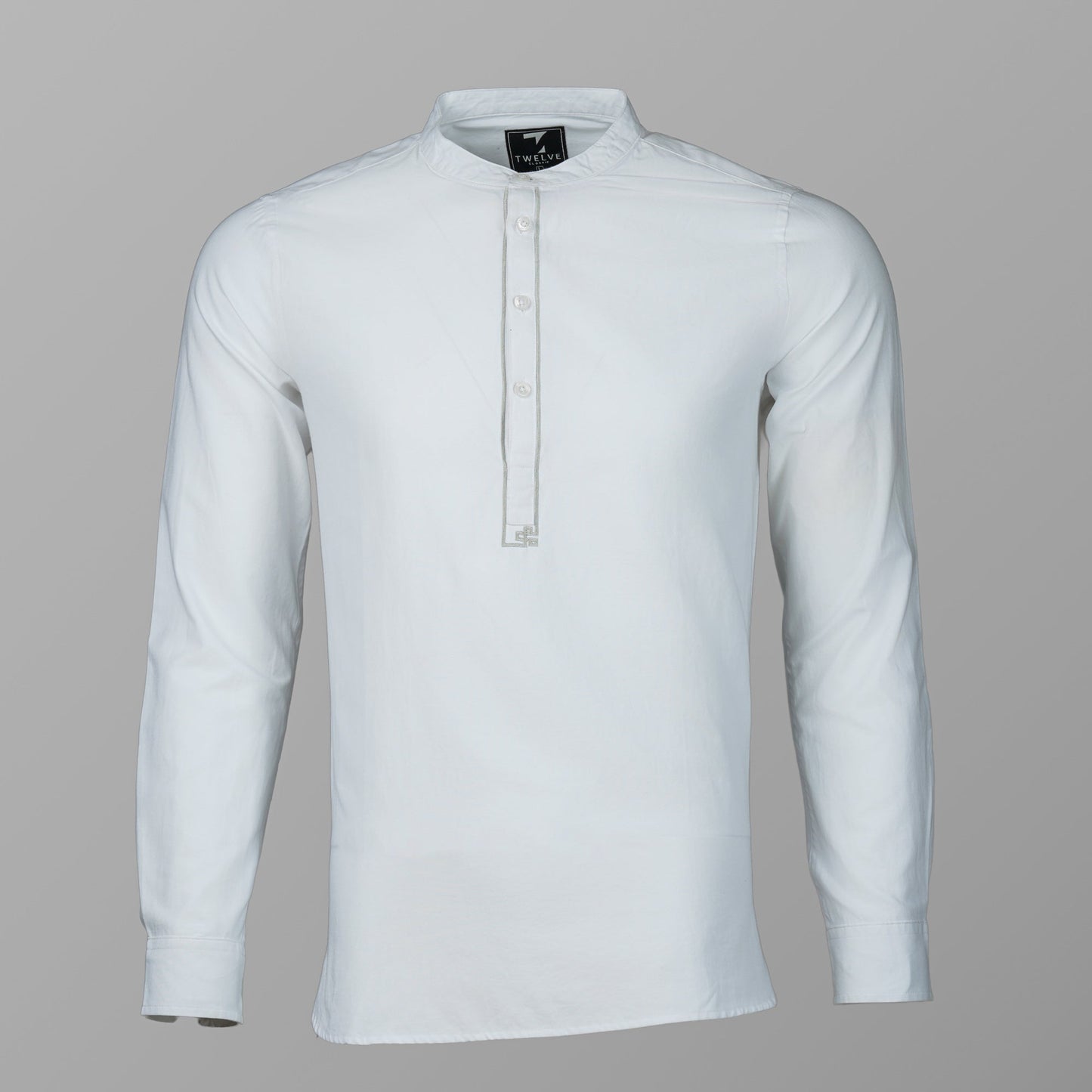 Mens White Band Collar Shirt