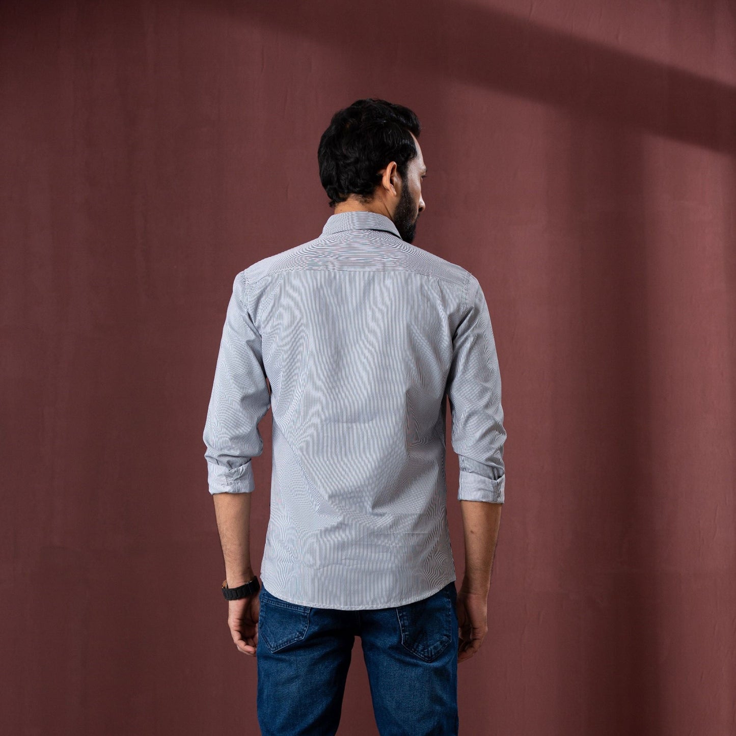Mens L/S Shirt-Black Stripe