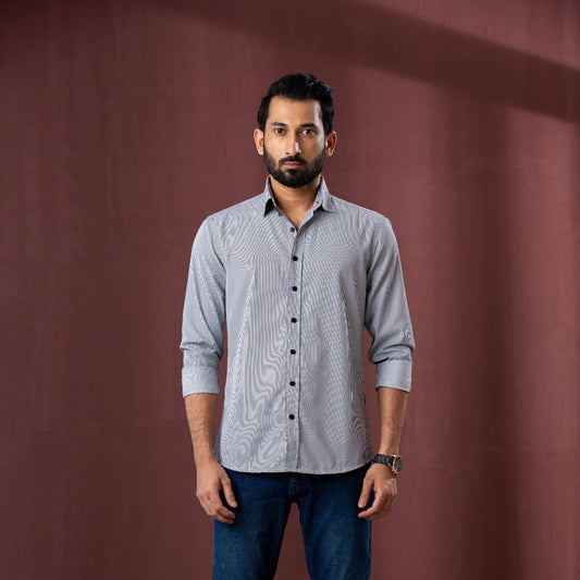 Mens L/S Shirt-Black Stripe