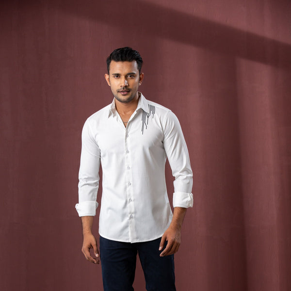 Men’s White Embroidered Shirt