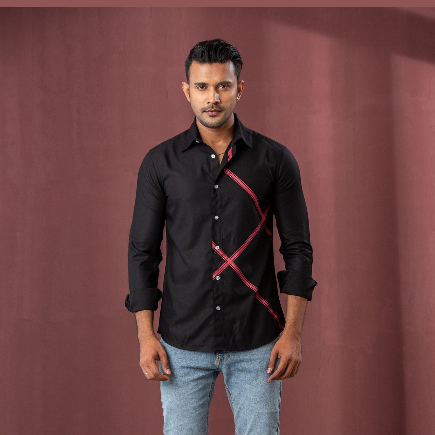 Mens Black Print Shirt