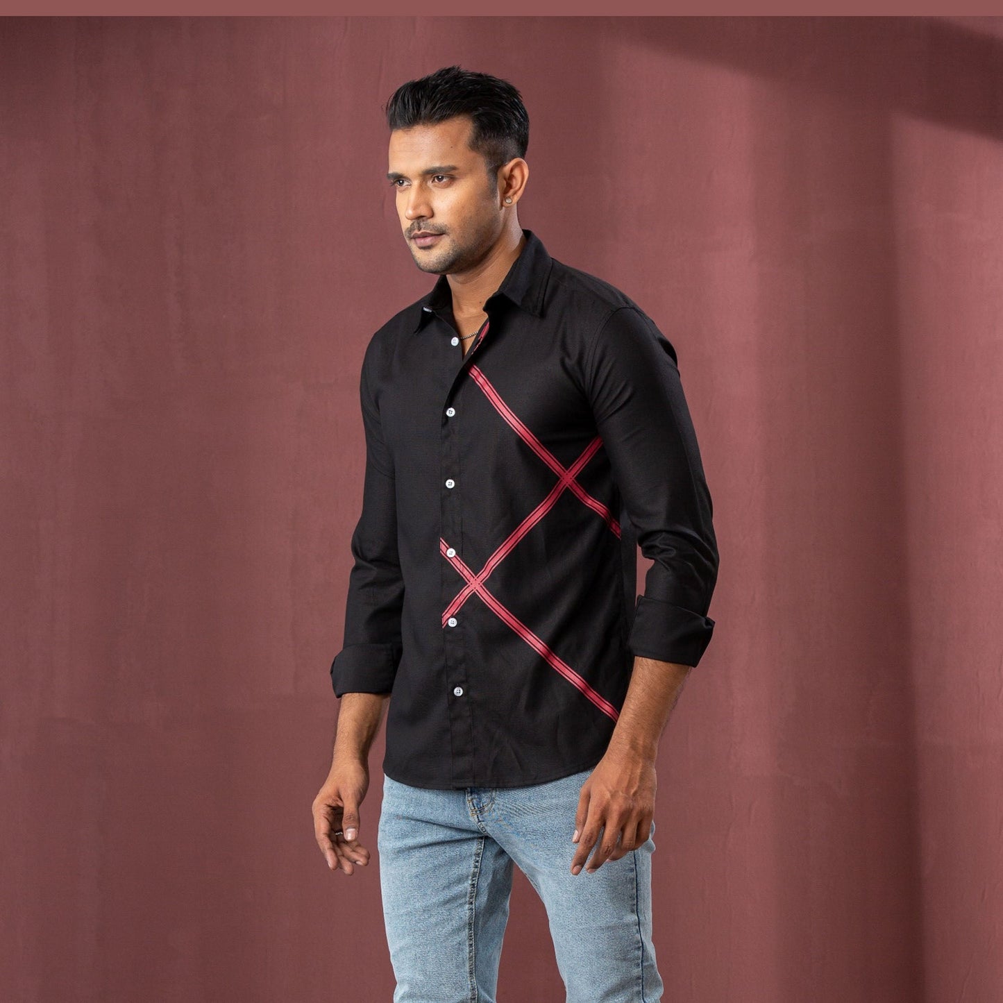 Mens Black Print Shirt