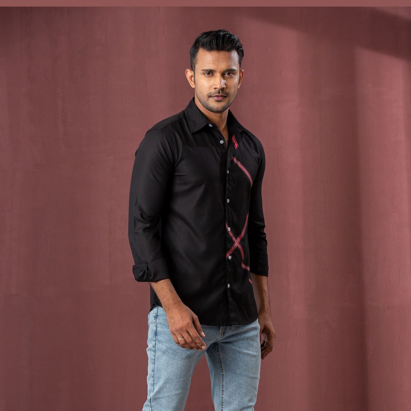 Mens Black Print Shirt
