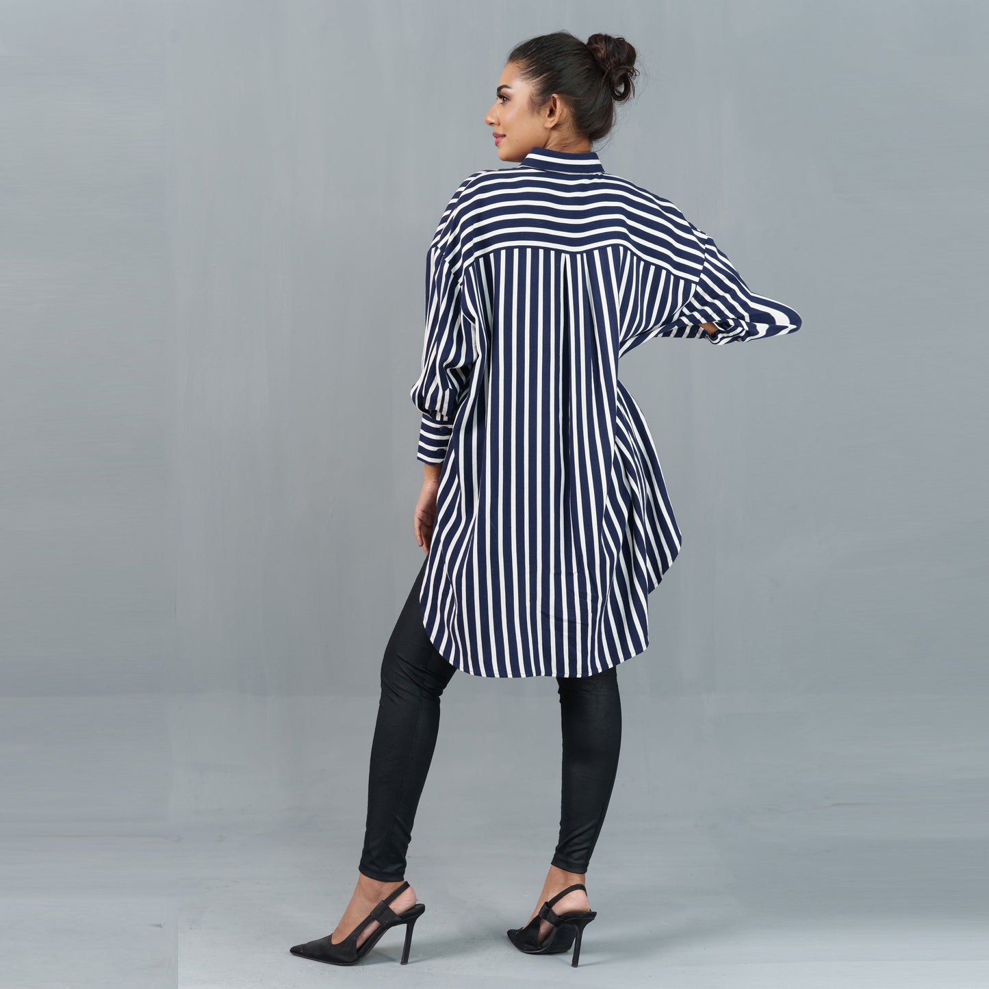 Ladies Shirt- Navy/White