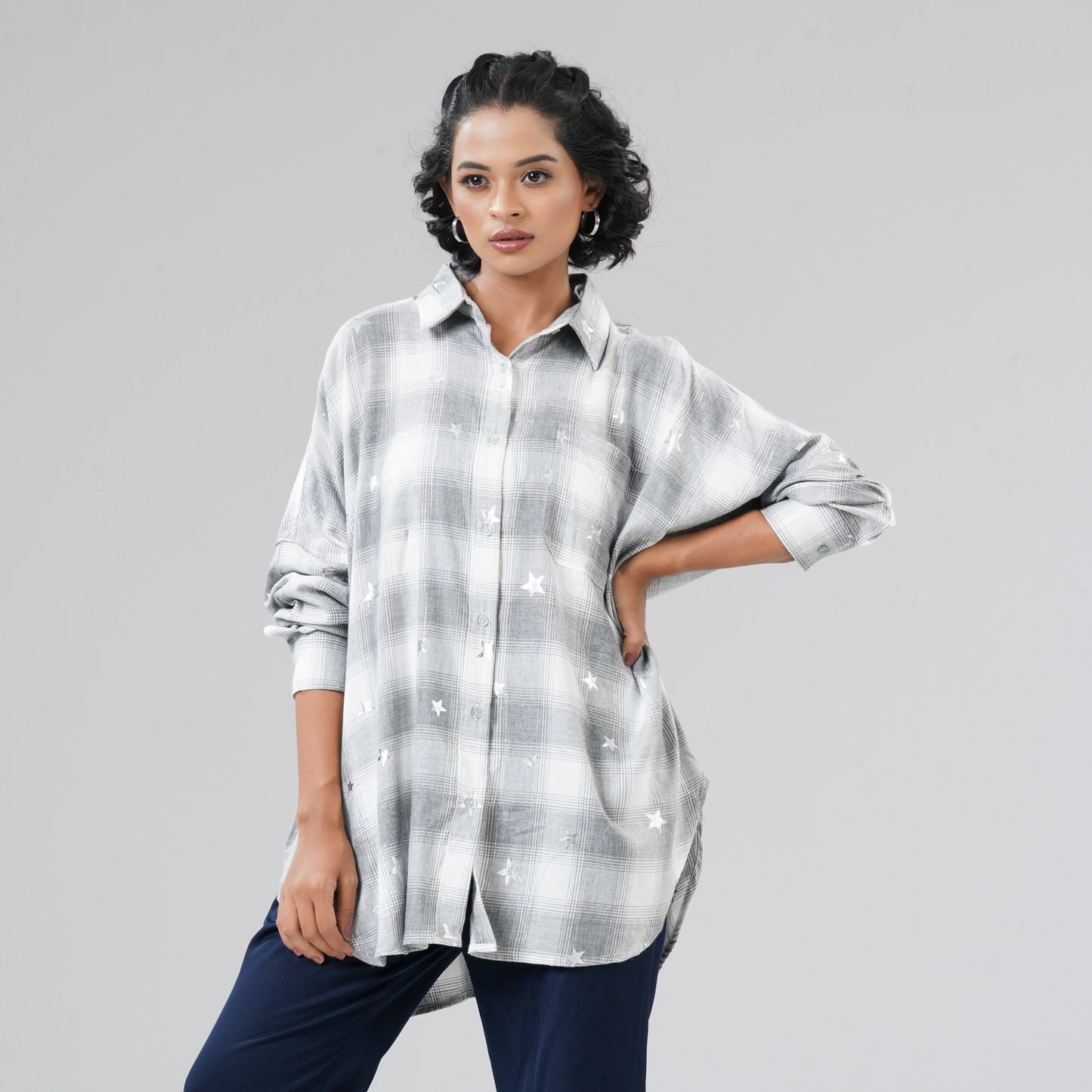 Womens White Check Shirt
