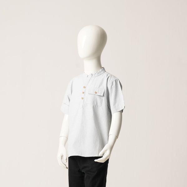 BABY BOYS S/S SHIRT-WHITE/BLACK