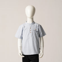 Load image into Gallery viewer, BABY BOYS S/S SHIRT-BLUE/WHITE
