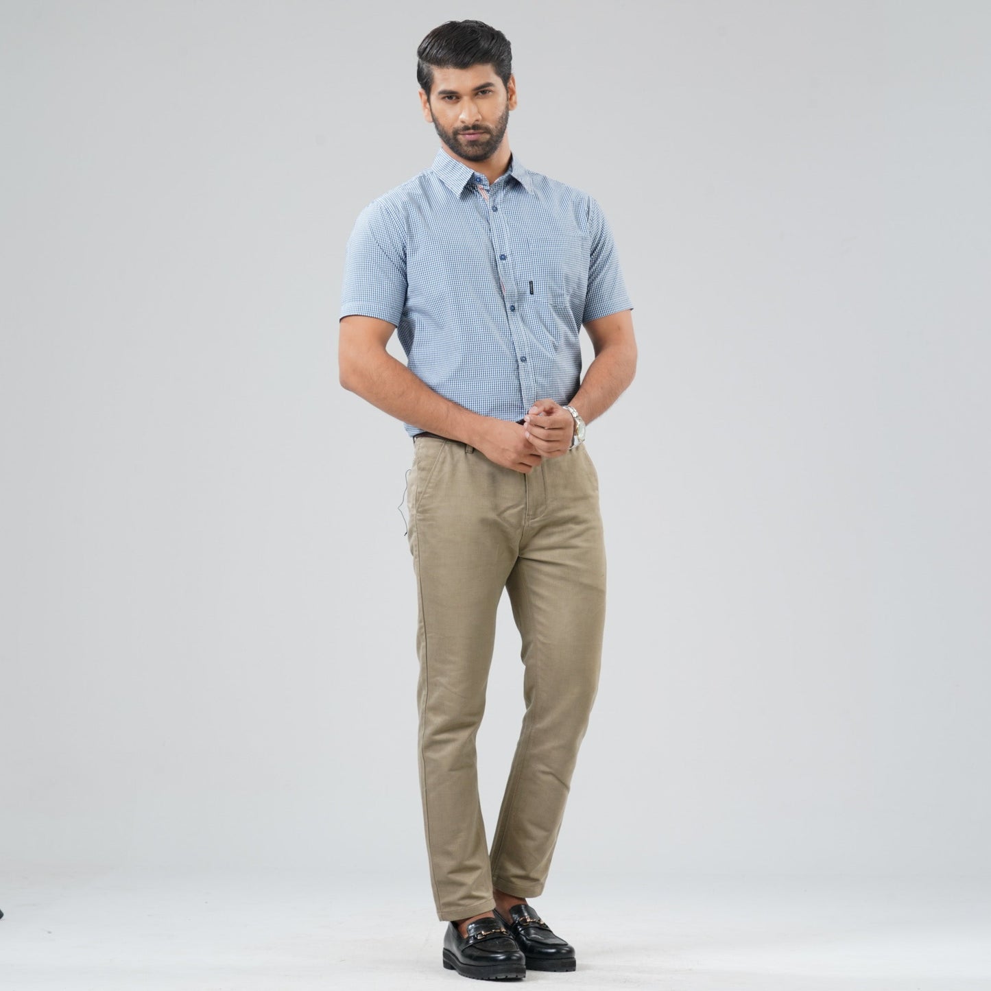 Mens Navy & White Shirt