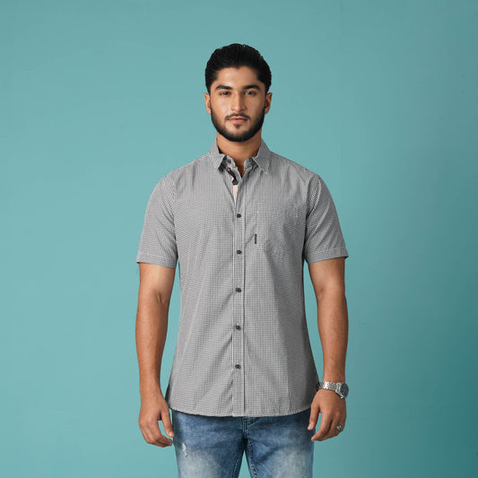 Mens Short Sleeve Black & White Shirt