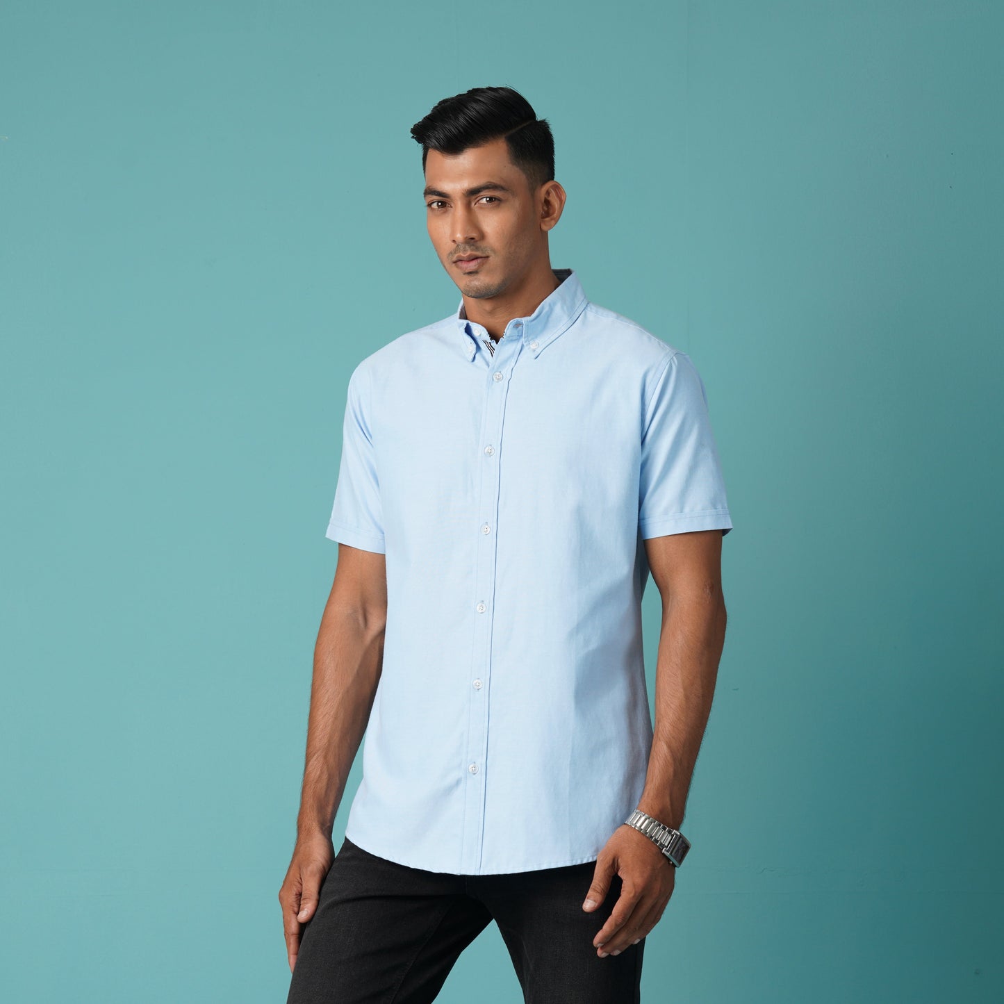 Mens Blue Short Sleeve Shirt