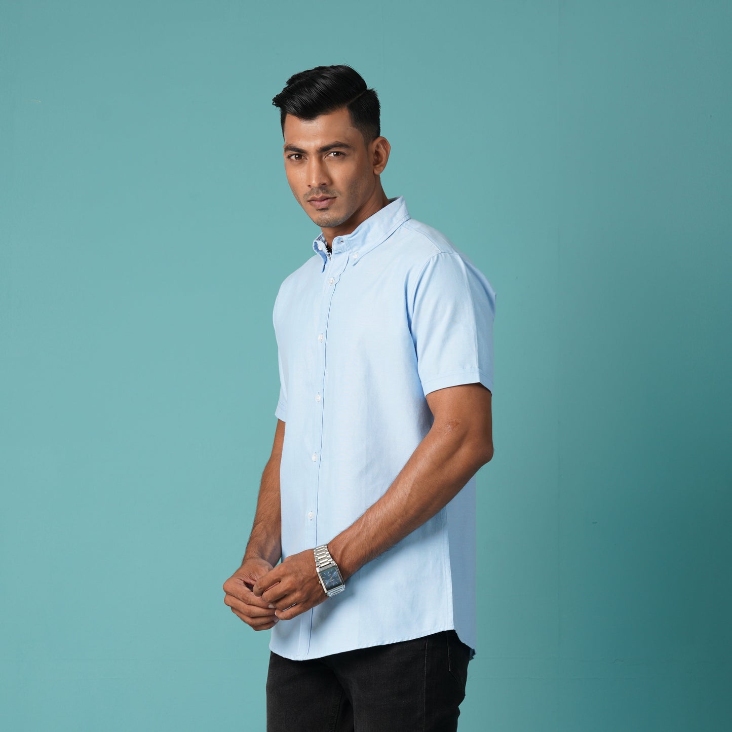 Mens Blue Short Sleeve Shirt