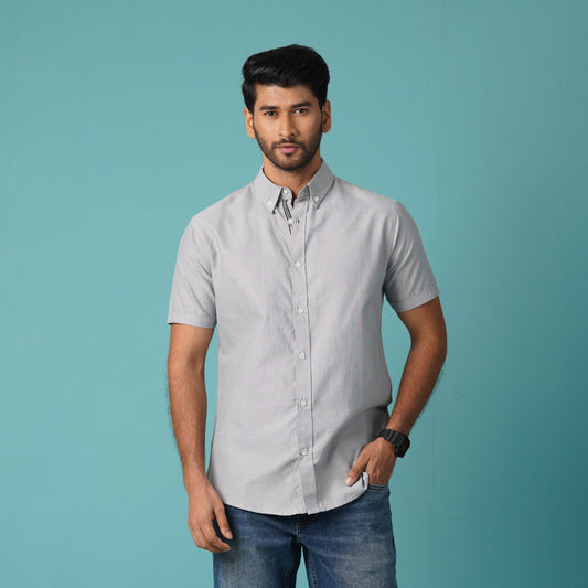 Mens Grey Short Sleeve Shirt